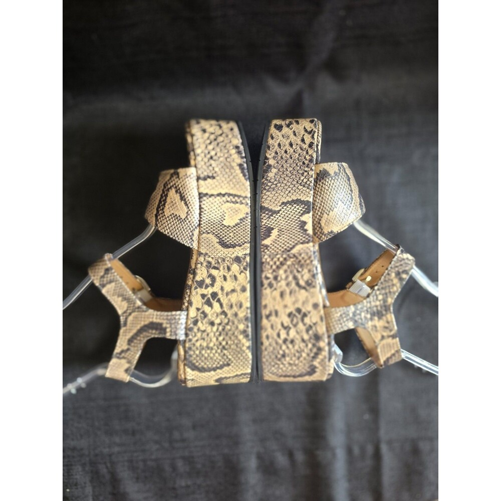 Aquatalia Size 8 Snake Print Leather Platform Sandals Neutral Diani NWOB - Picture 7 of 11